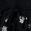 夏の女性クロスvネックサッシプリント着物ミニドレス女性3四半期スリーブ服カジュアルレディースルーズヴェステドD7672 210430