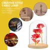 Dekoracyjne kwiaty Wieńce 1 pc Delikatna lampa LED Kwiat Kwiat Glass Cover Ornament Luminous Gold Folia Rose Dome