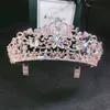 Barokowa Vintage Róża Złoty Kolor Kryształowy Kwiaty Bridal Tiaras Korony Koronki Korony z Grzebień Wesele Akcesoria do włosów 210707