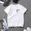 Fixsys Summer Couples Lovers T-shirt För Kvinnor Casual White Black Tops Tshirt Kvinnor T Shirt Love Heart Print Kvinnlig skjorta X0628