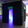 5mh Free ship custom beautiful square black inflatable photo booth Photobooth wedding party tent enclosure with 2-doors