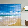 3d Plage Paysage Rideaux De Douche Mer Océan Méditerranée Salle De Bains Rideau Tissu Imperméable Décoration 180 * 240cm Rideau De Bain 211115