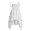 Women Irregular Ruffles Spaghetti Strap Dress Round Neck Sleeveless Loose Fit Fashion Tide Spring Summer 1W571 210421