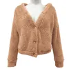 Kvinnor Coat Double Faced Fleece Winter Single Breasted Långärmad Kort Woolen Cardigan Mode Jacka 210513