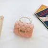 Girls Candy Color Fashion Mini Chain Small Square Bags Princess Personality Children Shoulder Pearl Portable Bag