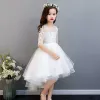 2021 Biały Koronki Tulle Pretty Kwiat Girl Sukienki Vestidos Baby Girl Dress Dress Kids Formal Wear