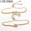 10Pcs Whole Gold Color Micro Pave CZ Connector Beaded Chain Bracelet For Women Adjustable Jewelry