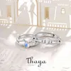 Thaya Natural Blue Light Moonstoneリング愛好家のロマンチックなリング100％S925銀の鎧バンドヴィンテージエレガントなジュエリー211217