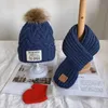 소년과 소녀를위한 3 피스 어린이 겨울 / 가을 모자 따뜻한 스카프 장갑 조합 아기 점퍼 니트 모자
