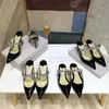 2023 New Elegant Design Ladies Dress Shoes High Heels Bing Slippers Sandals Crystal Strap Stiletto Sexy Pointed Toe Party Wedding EUR Size 35-42