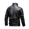 Mens Leather Jackets Motorcycle Stand Collar Zipper Pockets Male Vintage PU Coats Biker Faux Leather Fashion Outerwear 210518