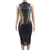 summer Autumn Women Bodycon Celebrity Evening Party Dress Vestidos Verano Sexy Sleeveless Midi Runway Club wear Dresses 210520