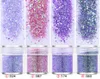 40 stilar 10 ml / burk 3D Nail Art Sequins Nailpolish Glitter Pulver Makeup Dekorationer Holografisk effekt