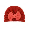Cappello caldo a righe all'uncinetto per bambini, morbido e confortevole, berretto di lana lavorato a maglia, copricapo bowknot, accessori per capelli per bambini, regalo di festa