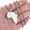 Pendentif Colliers Afrique Carte Afinkra Sankofa Collier Pour Hommes Éthiopien En Acier Inoxydable Bijoux Hip Hop Comté Simple Cadeau