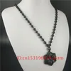 Chinese Jewelry Black Gifts Green Men Charm Carved Pendant Necklace Sunflower Natural Obsidian Jade Amulet Accessories for