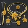 Örhängen halsband Dubai guldsmycken sätter afrikanska brudbröllop gåvor för kvinnor saudi arabiska armband ring set blommor juvelery200o