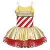 Barnflickor Ballettklass Dancewear Kläder Ballerina Kostymer Fairy Party Stripes Sequins Tulle Tutu Klänning för scenprestanda G1026