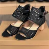 2021 Designer Women Sandal Summer High Heel Sandals Black Blue Party Slides with Crystals Beach Outdoor Casual Shoes large size W16