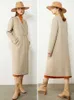 Minimalisme hiver simple manteau femme OLstyle solide revers 100% laine double face laine casual veste femme 12040663 210527