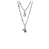 Pendanthalsband Trend Hollow Out Pendants Multilayer for Women Silver Color Hip-Hop Prom Accessories Girl Simple Clavicle Chain