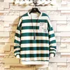 Mäns Bomull Striped T-shirt Full Sleeve Mens Sommar Tshirts Man Oversized Tee Shirts 5XL Casual T Shirt Tee For Man Streetwear H1218