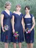 Högkvalitativ Navy Blue Bridesmaid Dresses Mix Styles Lace Spring Summer Garden Countryside Maid of Honor Gowns Bröllop Gäst skräddarsydd Plus Storlek Tillgänglig