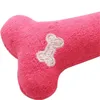 Plush Pet Dog puppy Sound Toys Bone Shape Puppy Cat Chew Squeaker Squeaky Toy pillow solid color five colors 4979 Q2