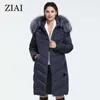 Ziaiレディース冬ダウンジャケットプラスサイズコートロングルーズファーカラー女性パーカーファッション工場品質FR-2160 211018