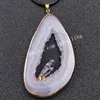 Gemstone naturale Druzy Drusy Quartz Hollow Hollow Agata Geode Slice Pendant collana con ametista trasparente cristallo nero tourmalina kyanite point placcato oro irregolare