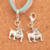 Engelska Bulldog Dog Pet Charms Clasp European Lobster Trigger Clip on Beads Mic 13x31mm Antik Silver C108 Smycken Resultat Komponenter 100st / Lot