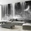 Personalizado Algum tamanho Murais 3D Black White Cachoeira Starry Parede Sala de estar TV Casa Decoração Wallpapers à prova d'água