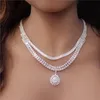 Kolczyki Naszyjnik Luksusowy Bridal Wedding Moda Crystal Biżuteria Akcesoria Urok Kobiety Zestaw Hurtownie i Detaliczny