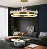 Lampadari a LED di lusso Modern Round Ring Crystal Gold Lampade a sospensione Lampade a sospensione Camera da letto Sala da pranzo Soggiorno Luci