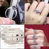 Solitaire Rings Jewelry925 Sterling Sier Moissanite 클래식 스타일 라운드 컷 단일 행 다이아몬드 약혼 기념일 링 1CT 2CT2865996