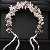 Trendy Hair Gold Rhinestone Crystal Bridal Tiara Opaska Ślubna Handmade Biżuteria Akcesoria