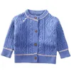 Dzieci dzianiny Kardigan Boy Sweter 2021 Wiosna Jesień Nowy O-Neck Swetry Dla Dzieci Dzieci Baby Clothing Toddler Solid Coat 0-5Y Y1024