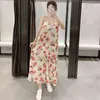 Boho Styles Floral Print Long Dress Sexy Deep V Neck Sleeveless Beach Women Summer Backless Loose Holiday Ropa Mujer 210515