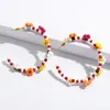 Boheemse schattige kleurrijke kralen bloem za c-vormige oorbellen voor vrouwen meisjes trendy zomer grote hoepel oorbellen sieraden feest