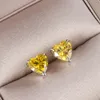 2021 tendance Vintage coeur Citrine pierres précieuses collier/boucles d'oreilles/bague fête fiançailles ensemble élégant mariage bijoux fins pour les femmes