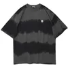Męska koszulka Stripes Tie-barwnik Letnie Krótki Rękaw Hip Hop Oversized Cotton Casual Harajuku Streetwear Top Tee Tshirts 210601