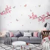 Väggklistermärken Louyun Pvc Pink Peach Blossom Chinese Style Butterfly Decoration Romantic DIY Dekaler Hem Inomhus