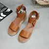 Beige Heeled Sandals Comfort Skor För Kvinnor Mjuka Träskor Wedge Buckle Med Open Toe Black Handgjorda Tjejer Plattform Tjock Medium Pee