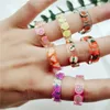 Sweet Handmade Colorful Strawberry Lemon Apple Ring Fashion Resin Transparent Inside Fruit Creative Finger Ring For Girl Jewelry