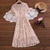 Summer Sweet High Waist Short Sleeve Party Women Pleated Dress Preppy Style Fashion Chiffon Floral Print Midi 9859 210508