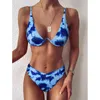 Sexy Print Bikini Женщины Купальник Onlywire Push Up Купальники Высокий набор Бразильские Купающие Костюмы Пляжная одежда 210521