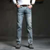 Cowboy Vintage Bule Män Jeans Ankomst Fashion Stretch Classic Denim Byxor Man Designer Straight Fit Byxor Storlek 38 40 210622