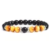 2 pièces/ensemble 8mm pierre naturelle perles brins argent plaqué bracelets porte-bonheur bracelet élastique pour femmes hommes amoureux Yoga bijoux