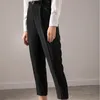 Jesień wysoki talia ołówek spodnie kobiety kostki długość z paskiem casualowe spodnie kieszonkowe na białym tle Ladies 11719 210508