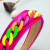Elegant Korean Candy Color Chain Headband Vintage Fabric Hairband Girls Party Hair Accessories Crown